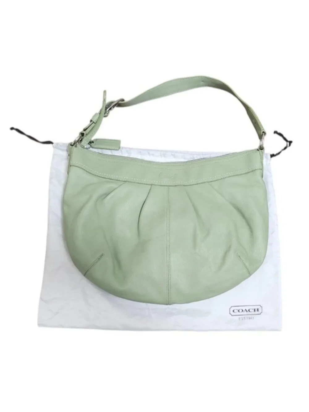 Vintage Y2K Coach Soho Pleated Leather Shoulder Bag Lime Green F13731 Hobo Purse - Picture 14 of 16
